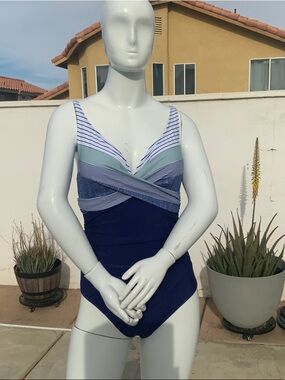 Classic Purple & Stripe Women One-Piece Swimsuit